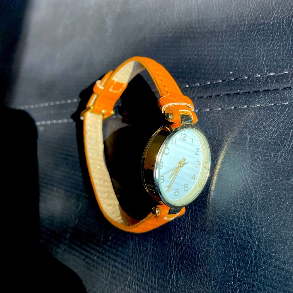 Brown/orange with gold classic watch